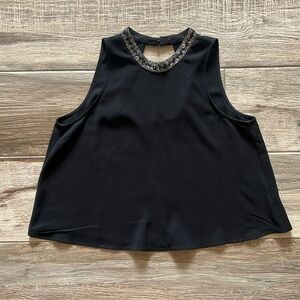 ASTR Beaded High Neck Sleeveless Blouse Black S